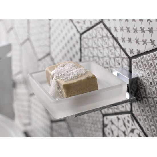 Vado Level Frosted Glass Soap Dish and Holder Wall Mounted