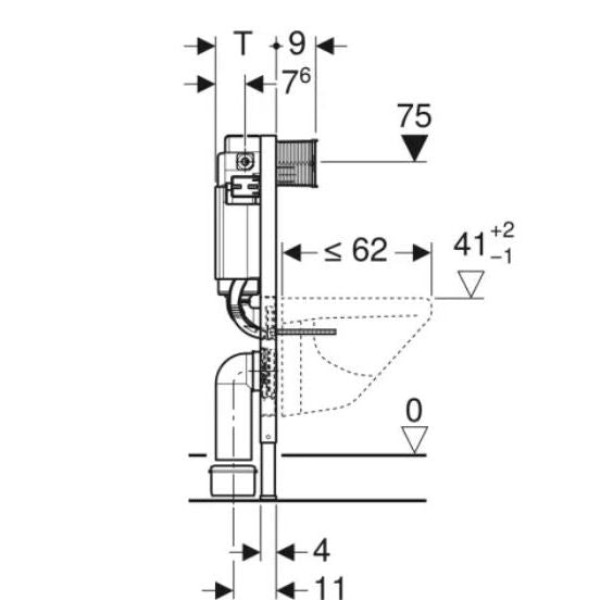 Geberit Duofix WC Frame with Kappa Cistern for wall Hung WC (82cm)