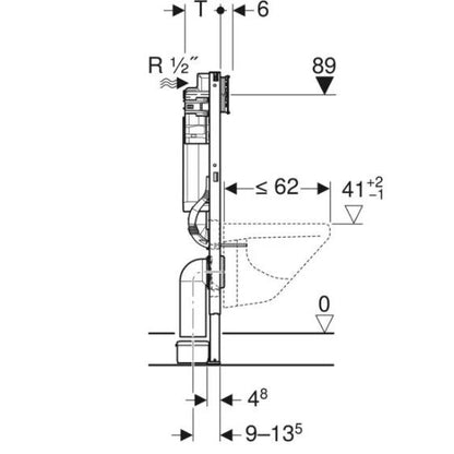 Geberit Duofix WC Frame with Sigma Cistern for Wall Hung WC (98cm)