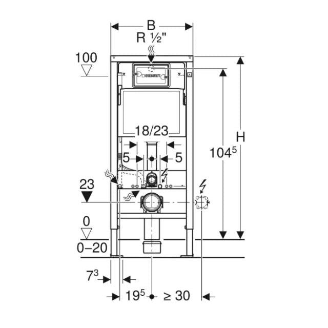 Geberit Delta 20 WC Frame &amp; Flush Plate Pack