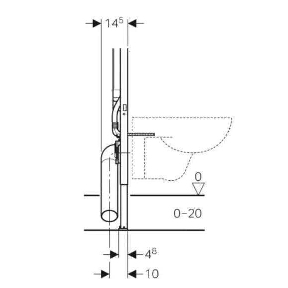 Geberit Duofix Reduced Depth WC Frame with Sigma Cistern for Wall Hung WC (114cm)