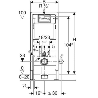 Geberit Delta 30 WC Frame &amp; Flush Plate Pack