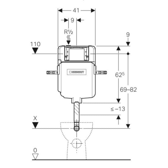 Geberit Sigma 8cm Reduced Depth Concealed Dual Flush Cistern