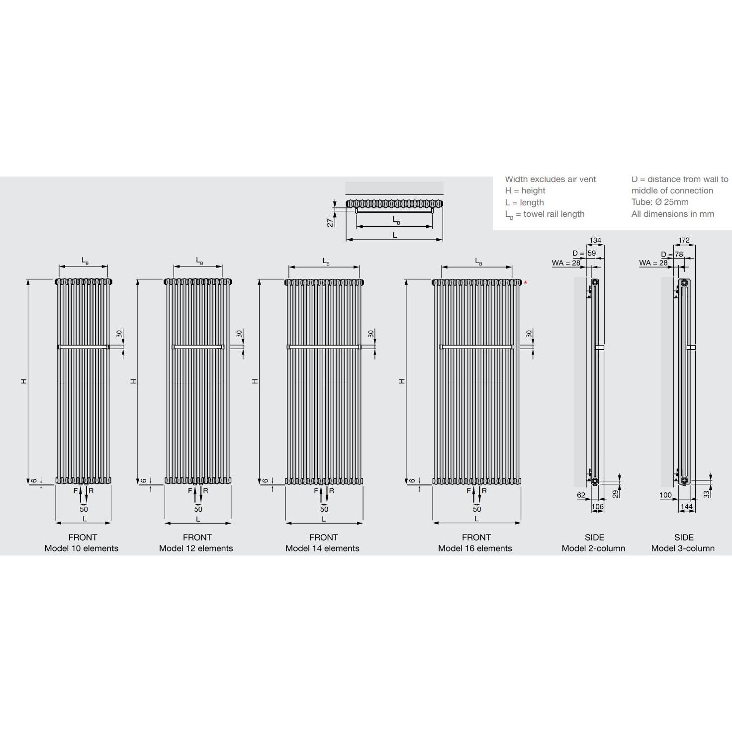 Zehnder Charleston Bar Anthracite Vertical Radiator