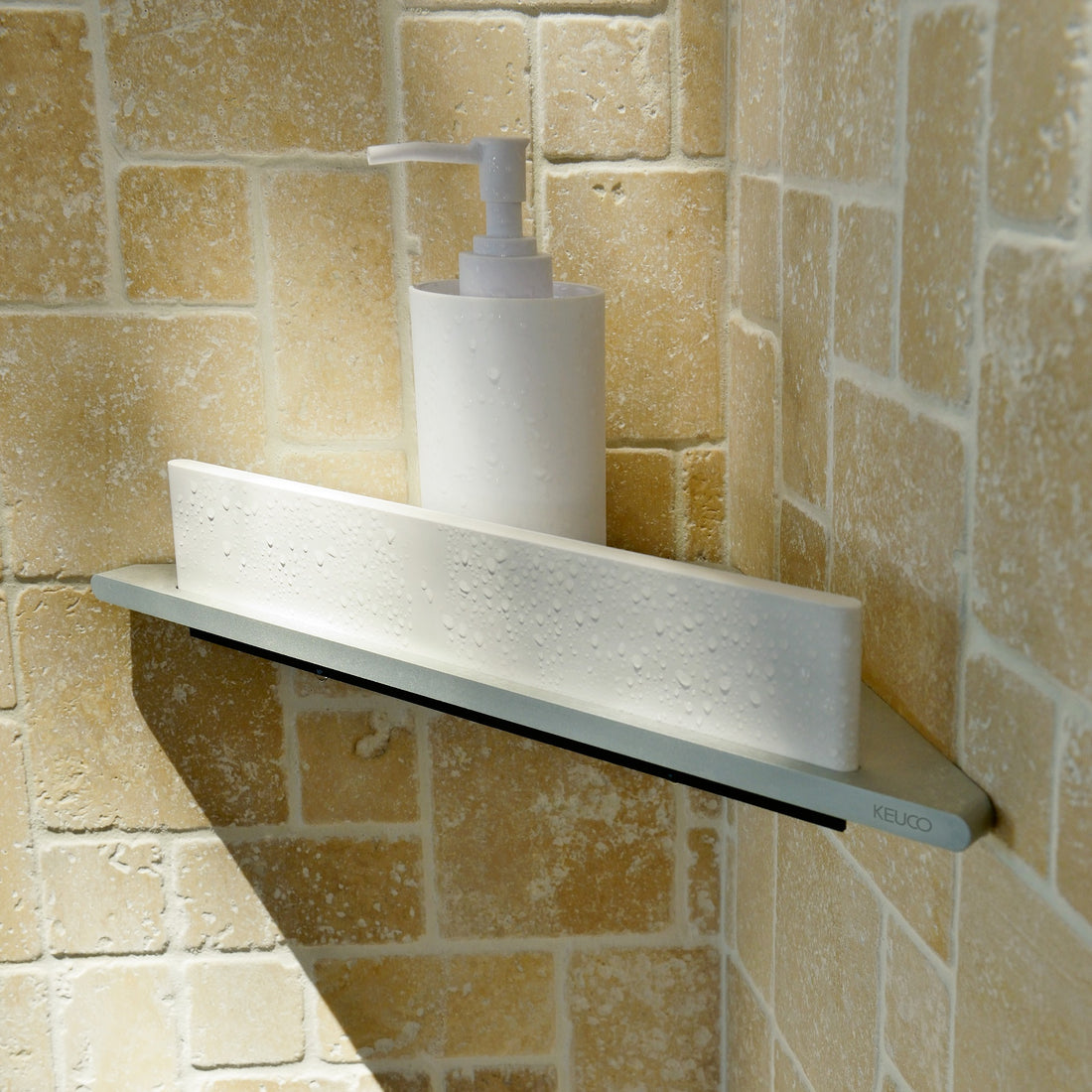Keuco Edition 400 Corner Soap Shelf with Integrated Glass Wiper