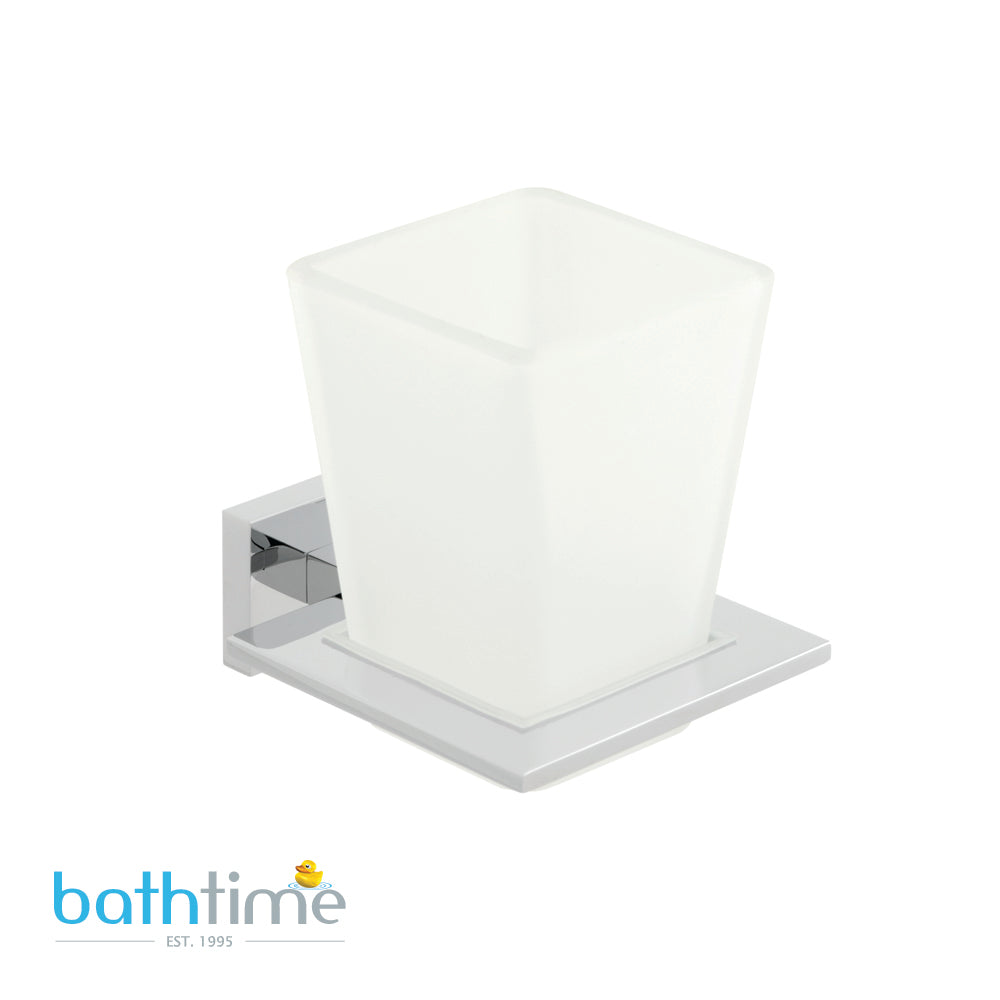 Vado Level Frosted Glass Tumbler and Holder Wall Mounted