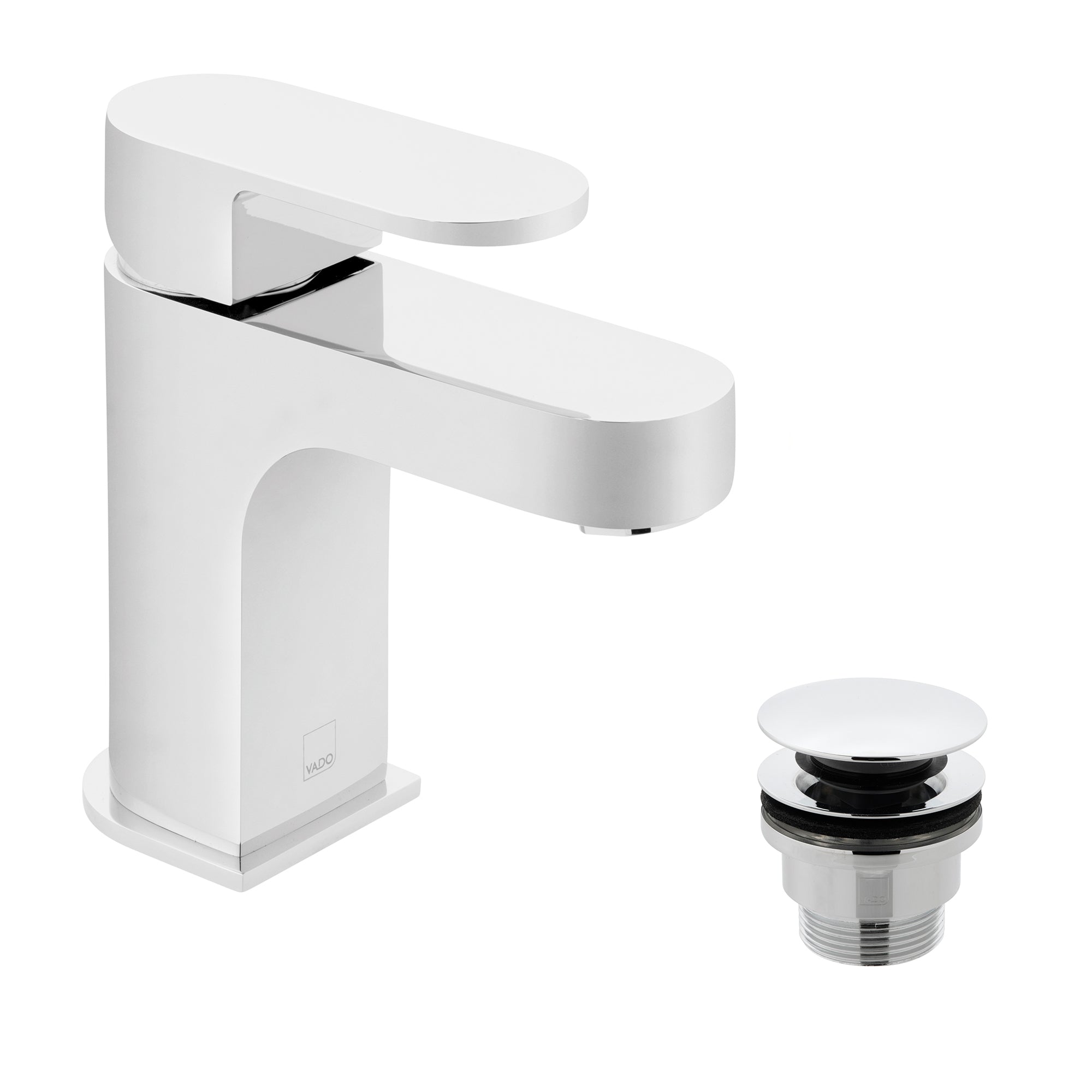 Vado Life Mono Basin Mixer Smooth Bodied Single Lever Deck Mounted with Universal Waste