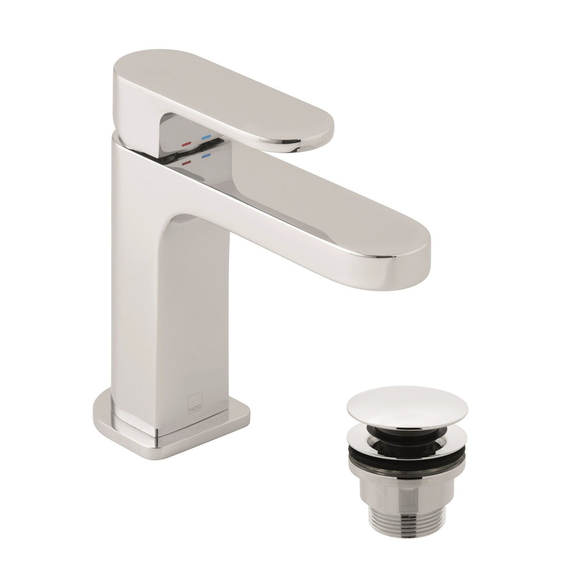 Vado Slim Life Mono Basin Mixer Smooth Bodied Single Lever Deck Mounted with Universal Waste