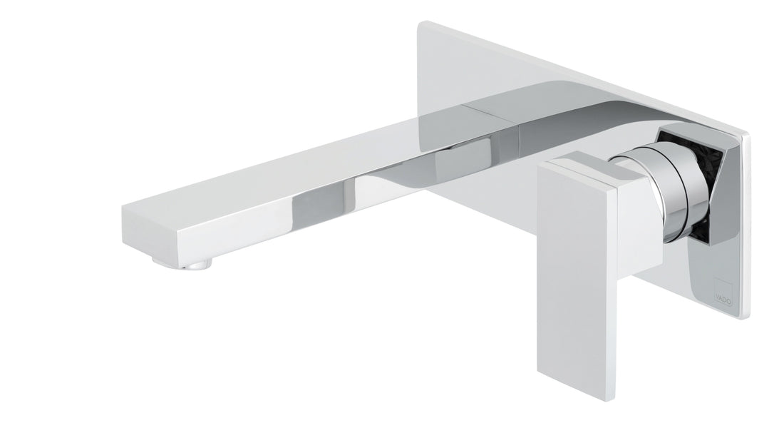 Vado Notion 2 Hole Basin Mixer Single Lever Wall Mounted with Rectangular Back Plate