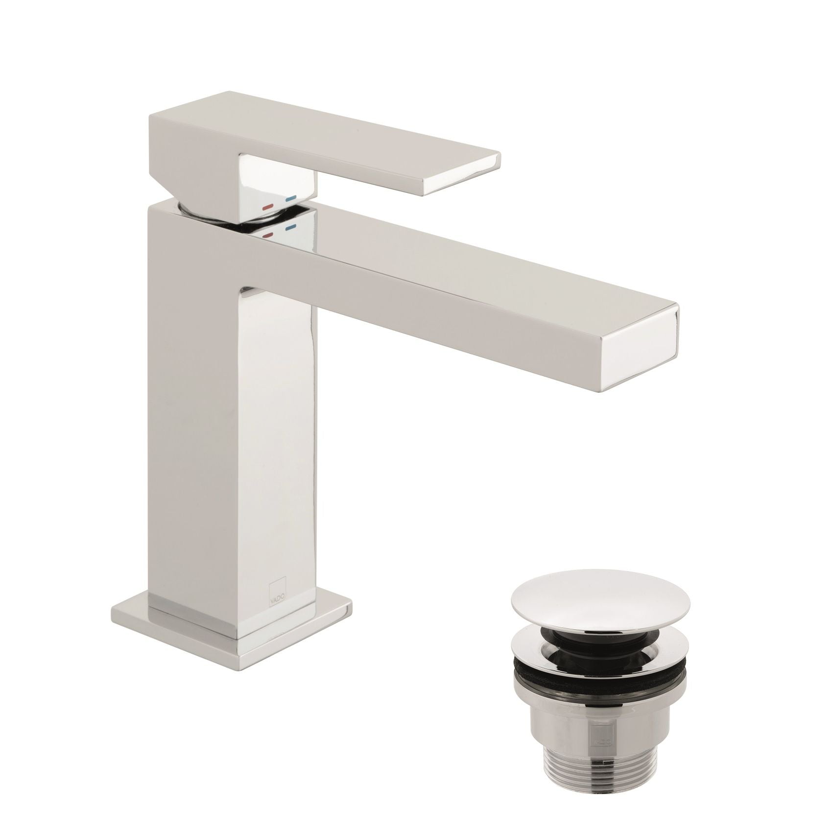 Vado Notion Slimline Mono Basin Mixer Smooth Bodied Single Lever Deck Mounted with Universal Waste