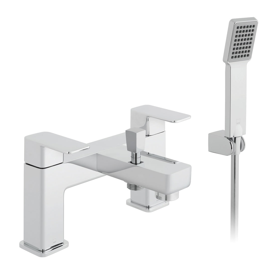 Vado Phase 2 Hole Bath Shower Mixer Single Lever Deck Mounted with Shower Kit