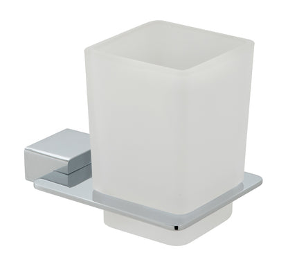 Vado Phase Frosted Glass Tumbler and Holder Wall Mounted
