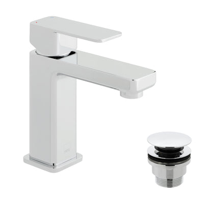 Vado Phase Mono Basin Mixer Smooth Bodied Single Lever Deck Mounted with Universal Waste