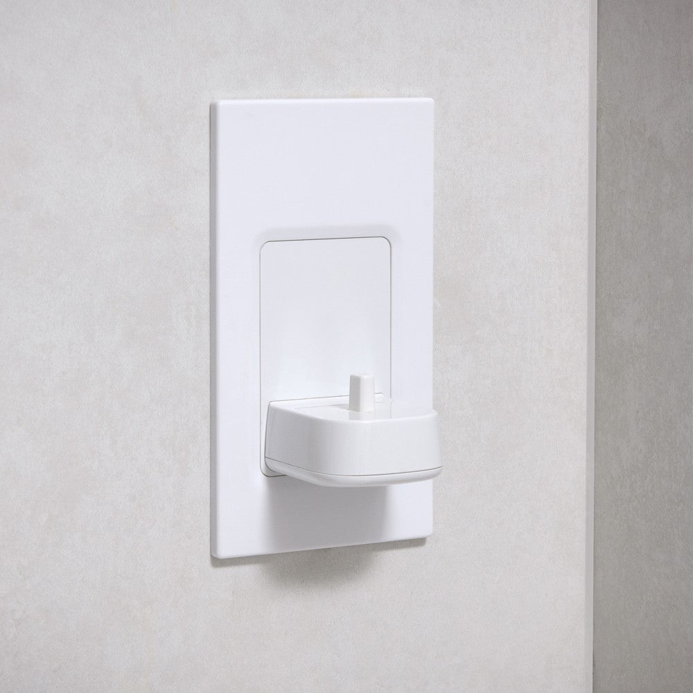 ProofVision In-Wall Electric Toothbrush Charger (Oral B &amp; Braun) against white painted wall PV10P