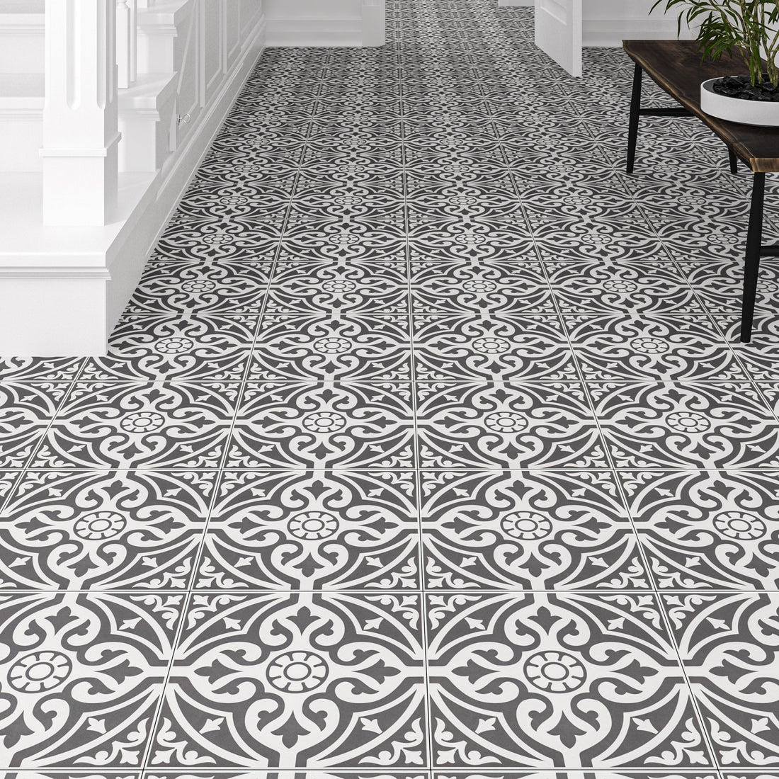 Edward Black Floor Tile - 33 x 33cm