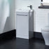 Tavistock Sequence 460mm Cloakroom Unit & Basin - Various Colours against stone wall in white sitting on black tiled flooring SQ450FG