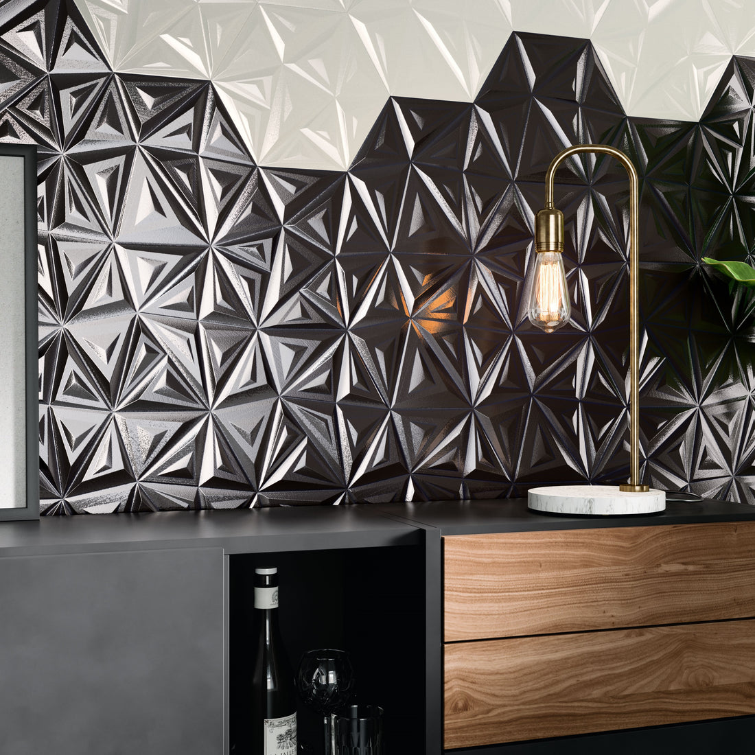 Cara Metal Black Décor Wall Tile - 28.5 x 33cm