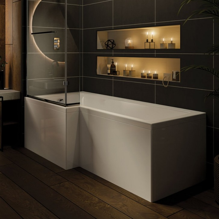 Santana L-Shaped Shower Bath - Left Hand (1500 x 850 x 700)