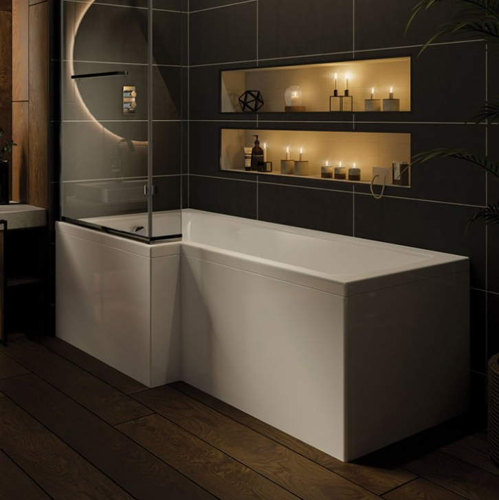 Santana L-Shaped Shower Bath - Left Hand (1500 x 800 x 700)